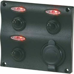 Blueline LED Switch Panel 3 Gang With Socket