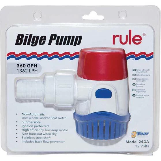 Rule Bilge Pump 12V 360GPH 1 Rule Bilge Pump 12V 360GPH