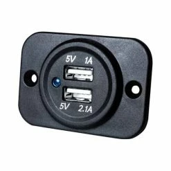 KT Cables 1A - 2.1A 12v Dual USB LED Socket